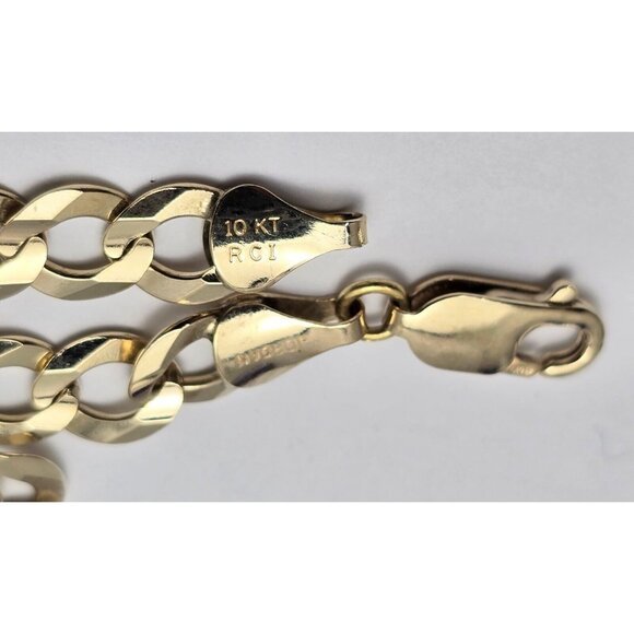 Unique 10K Karat Solid Yellow Gold Flat Curb Link Chain Necklace - 22.50" Length - Picture 13 of 15